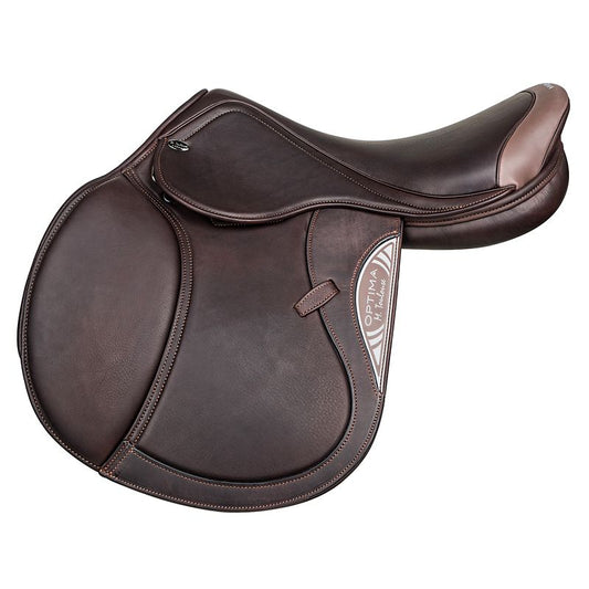 Horseware Optima showjumping saddle in dark brown leather.