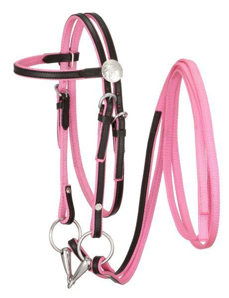 King Series Western Bridle Nylon Browband Leather Pink