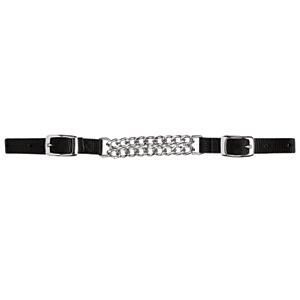 Nylon Curb Strap W/Double Flat Link Chain 4.5 Blac