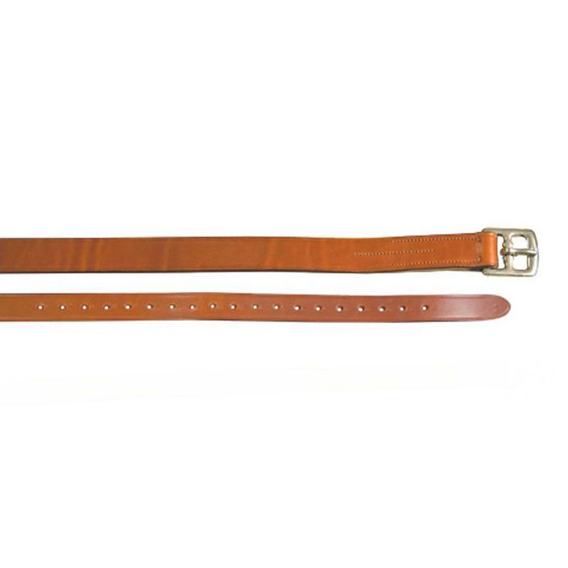 Tan stirrup leathers with silver buckle and multiple holes.