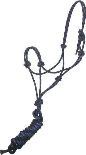 Gatsby Cowboy Rope Halter W/Lead Black/Royal Blue Horse