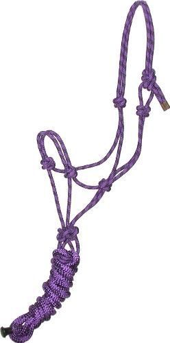 Gatsby Cowboy Rope Halter w/Lead Purple/Black Horse