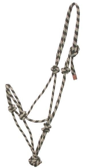 Gatsby Professional Cowboy Rope Halter Black/Beige Horse