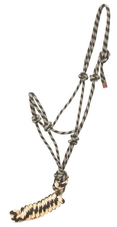 Gatsby Prof Cowboy Rope Halter W/Lead Horse Black/Beige