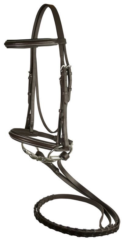 DaVinci Raised Padded Western Bridle w/Rein Ovrsze Brown