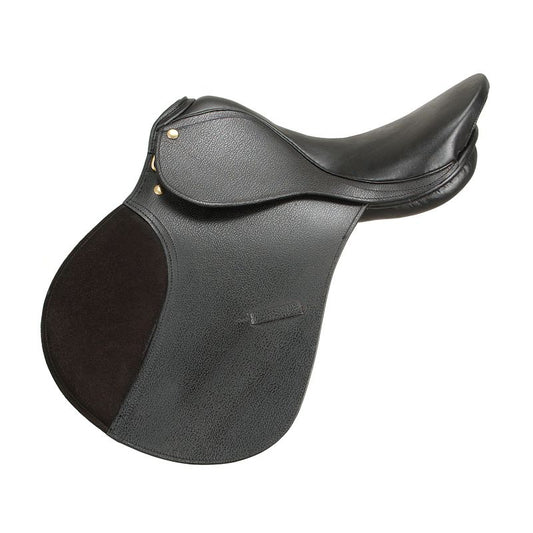 Black Wintec all purpose saddle with suede panels.