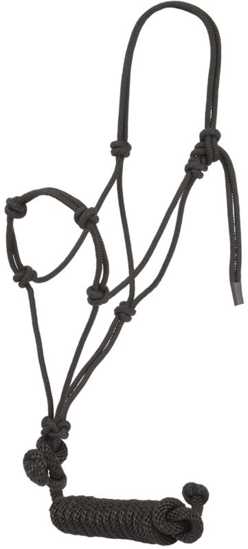 Mustang Knotted Rope Halter Black Training