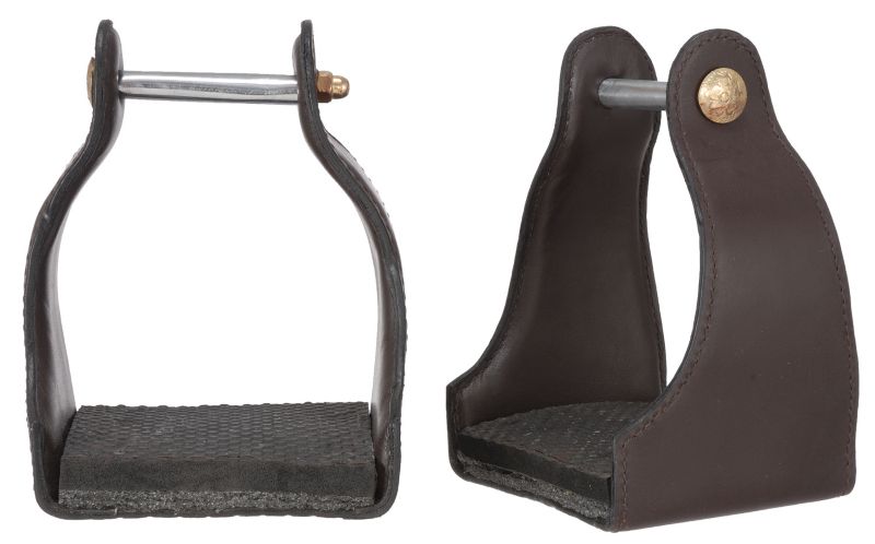 Tough1 Leather Cushioned Trail Stirrups Black