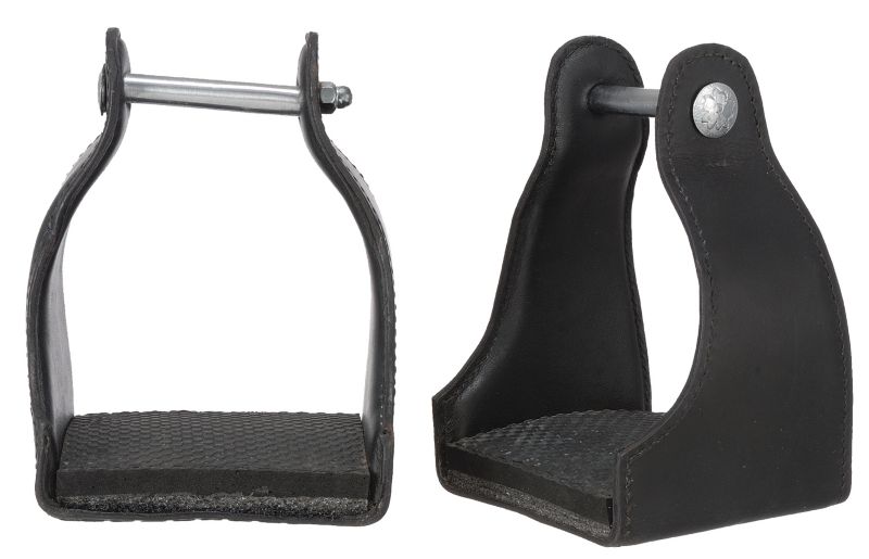 Tough1 Leather Cushioned Trail Stirrups Black