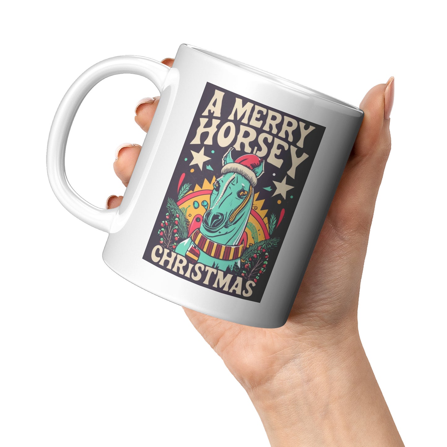 A Merry Horsey Christmas Graffiti Style Coffee Mug