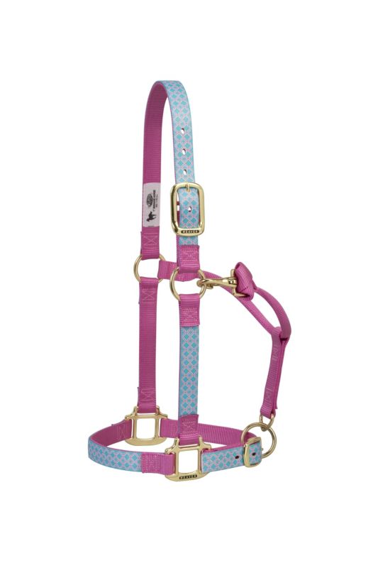 Weaver Quatrefoil Adj Halter Avg Blue Pink